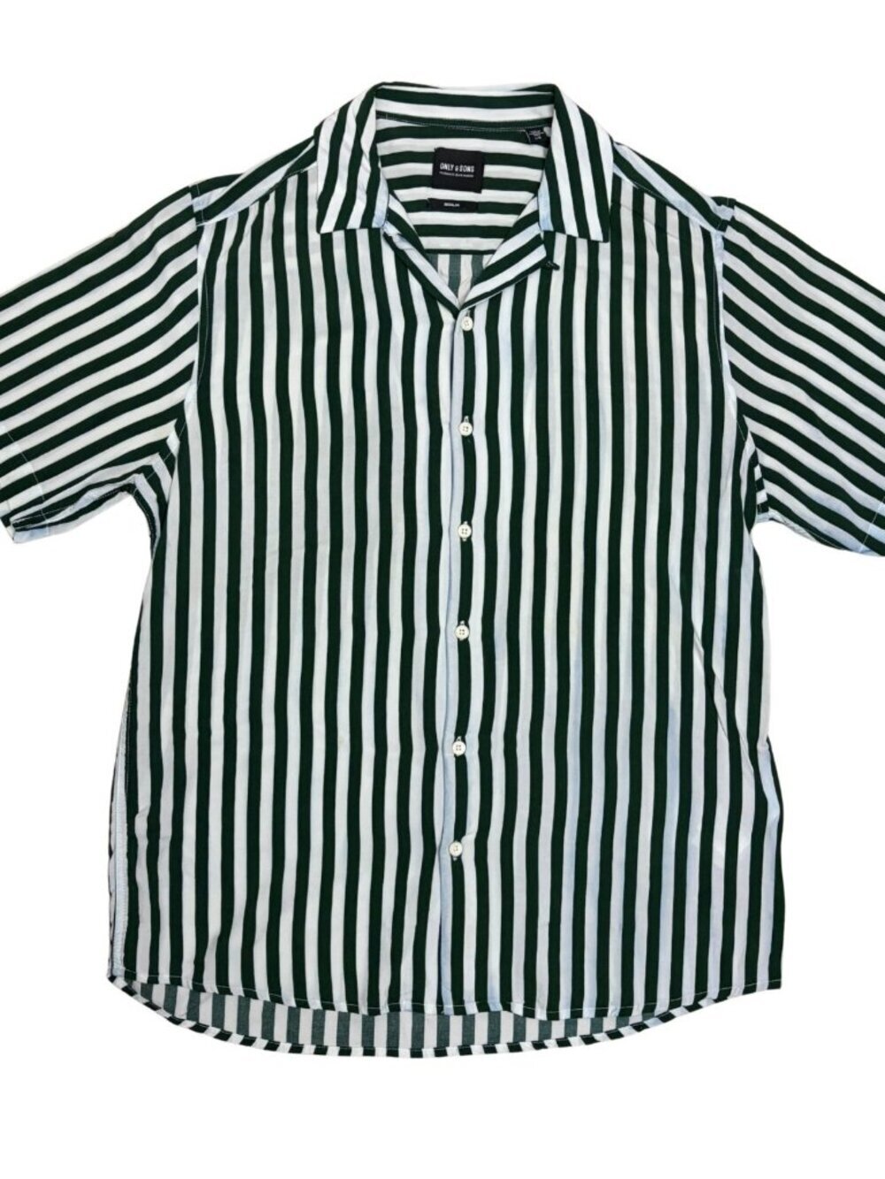 ONLY & SONS Short Sleeve Shirt Summer Striped Light Button-Up Tee Mens Large